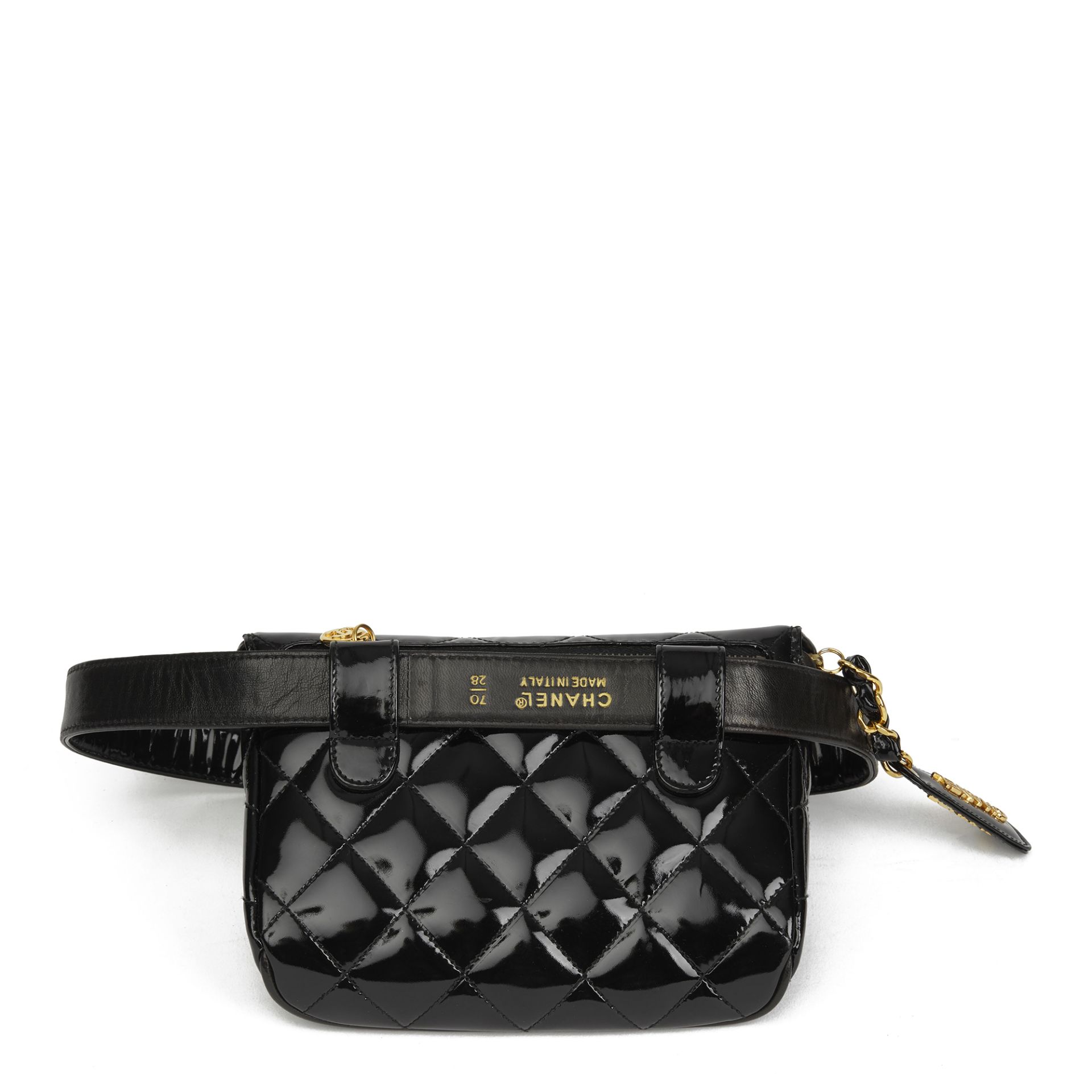 Chanel Black Quilted Patent Leather Vintage Timeless Belt Bag - Image 10 of 12