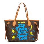 Louis Vuitton X Year Zero London Hand-Painted ‘Zap Them With Super Love’  Brown Monogram Coated Canv