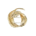 Van Cleef & Arpels 18k Yellow Gold Feather Design Vintage Brooch