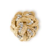 Boucheron 18k Yellow Gold Diamond Vintage Flower Design Brooch