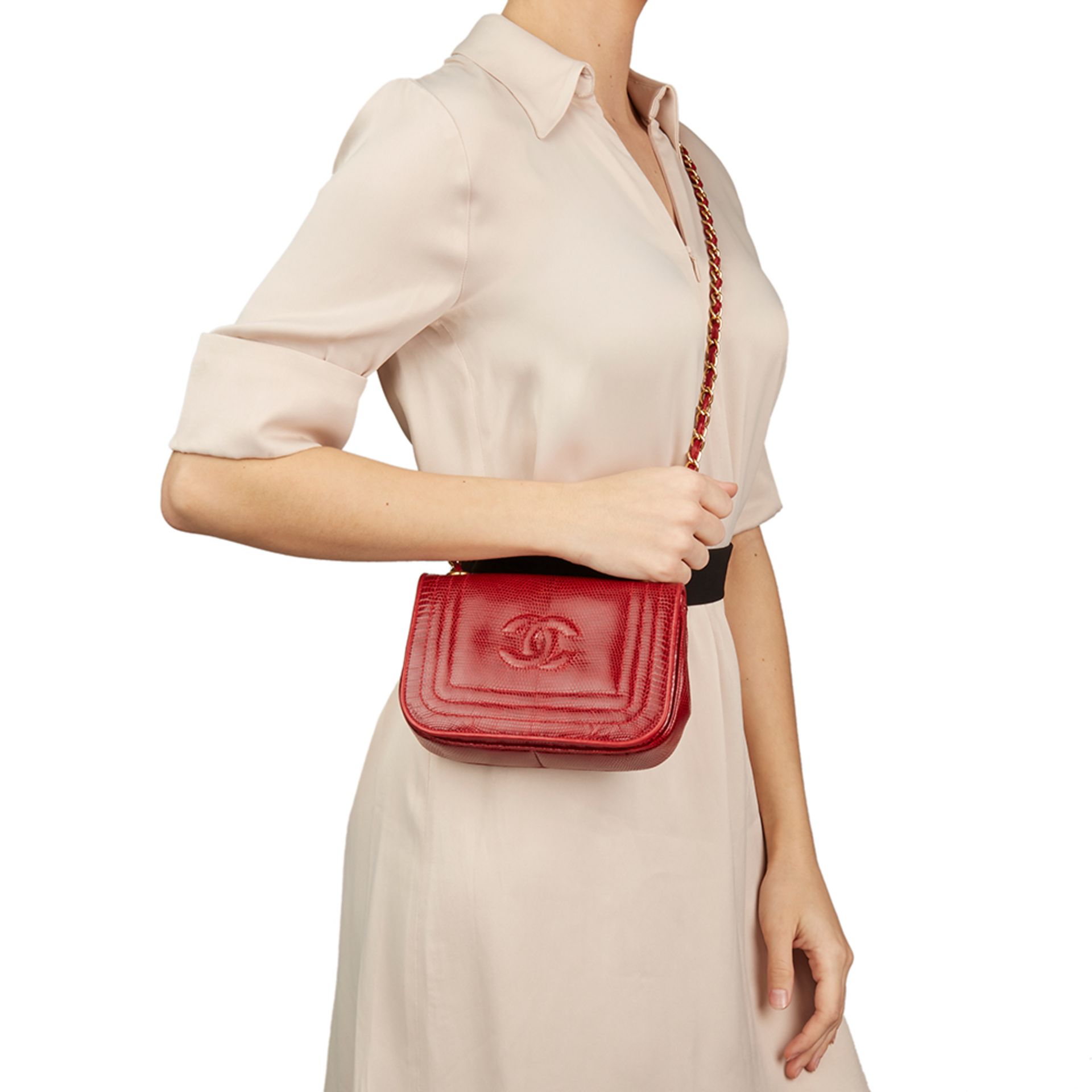Chanel Red Lizard Leather Vintage Timeless Mini Flap Bag - Image 2 of 12