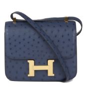 Hermès Bleu De Malte Ostrich Leather Special Order Constance 24