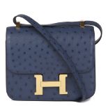 Hermès Bleu De Malte Ostrich Leather Special Order Constance 24