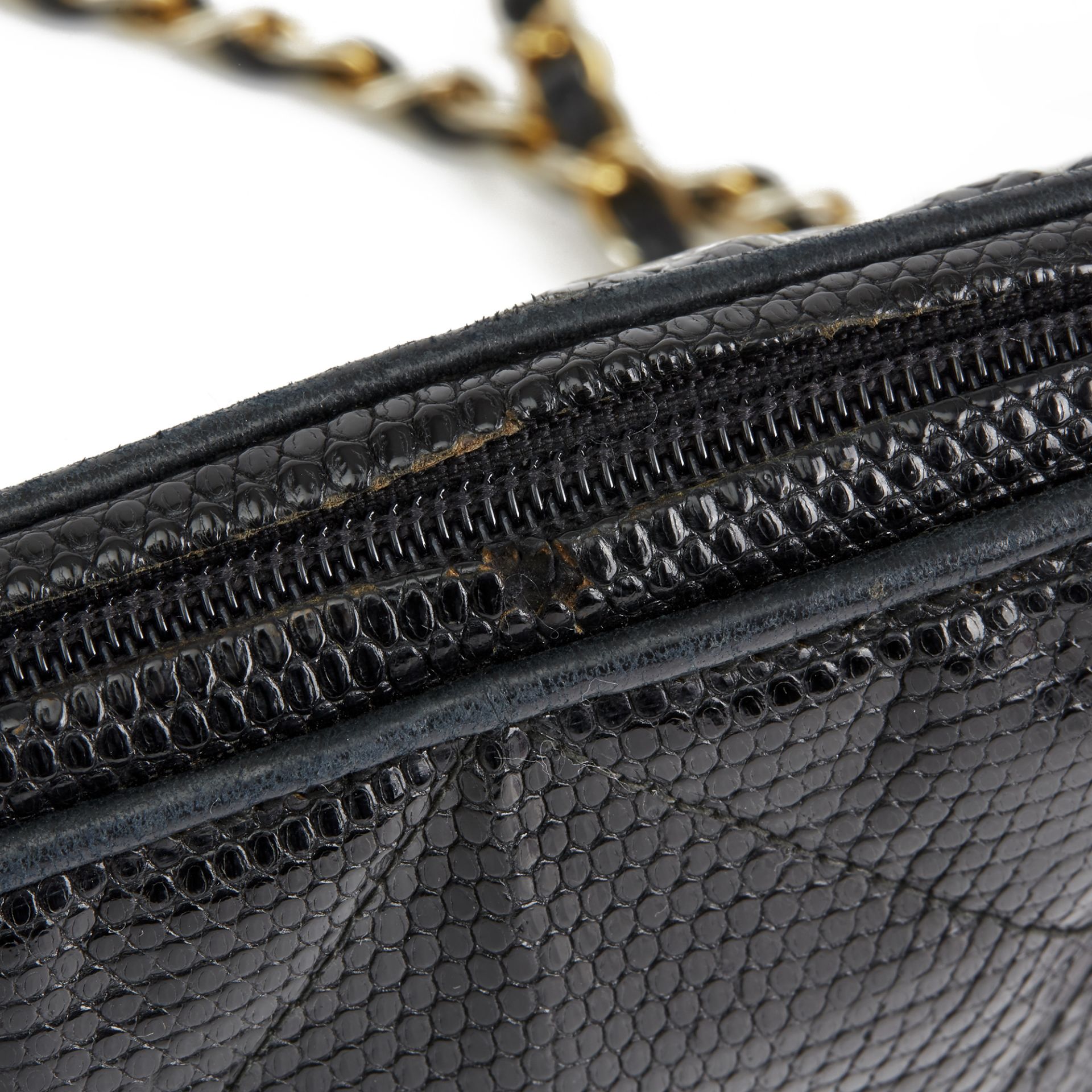 Chanel Black Quilted Lizard Leather Vintage Timeless Fringe Shoulder Pochette - Image 4 of 12