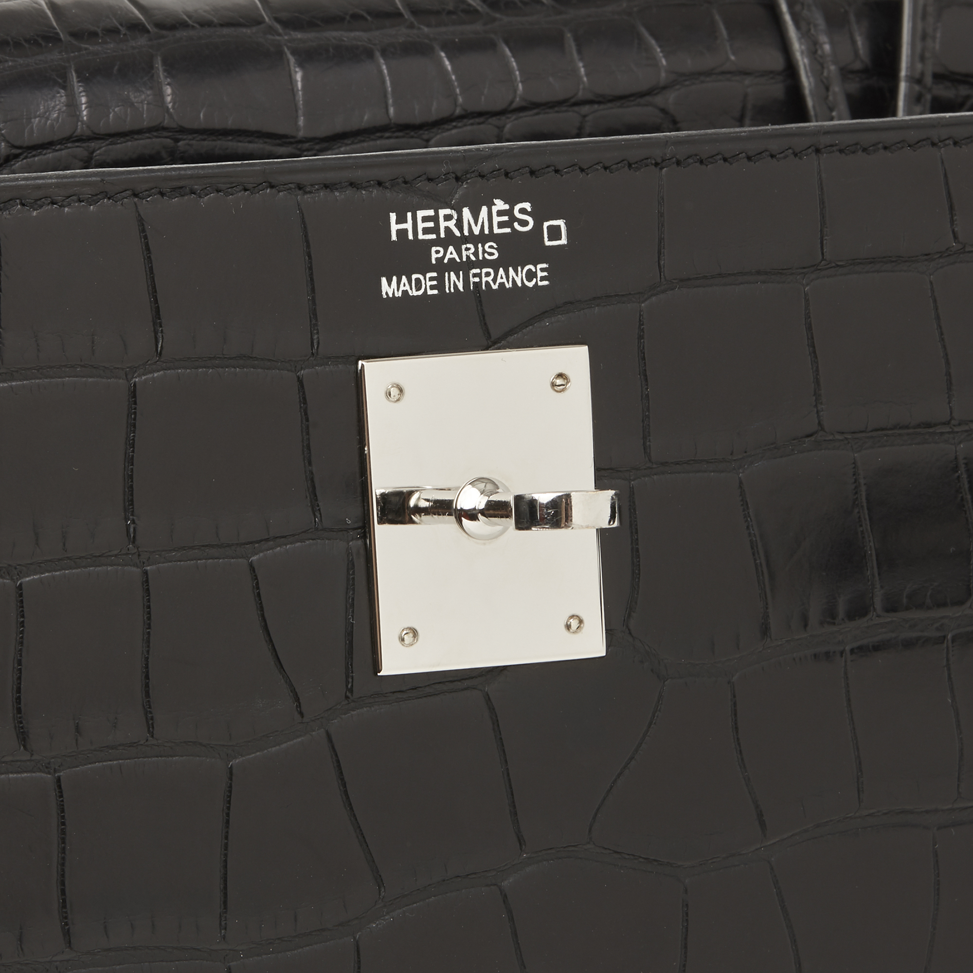 Hermès Black Matte Mississippiensis Alligator Leather Kelly 35Cm Retourne - Image 6 of 11