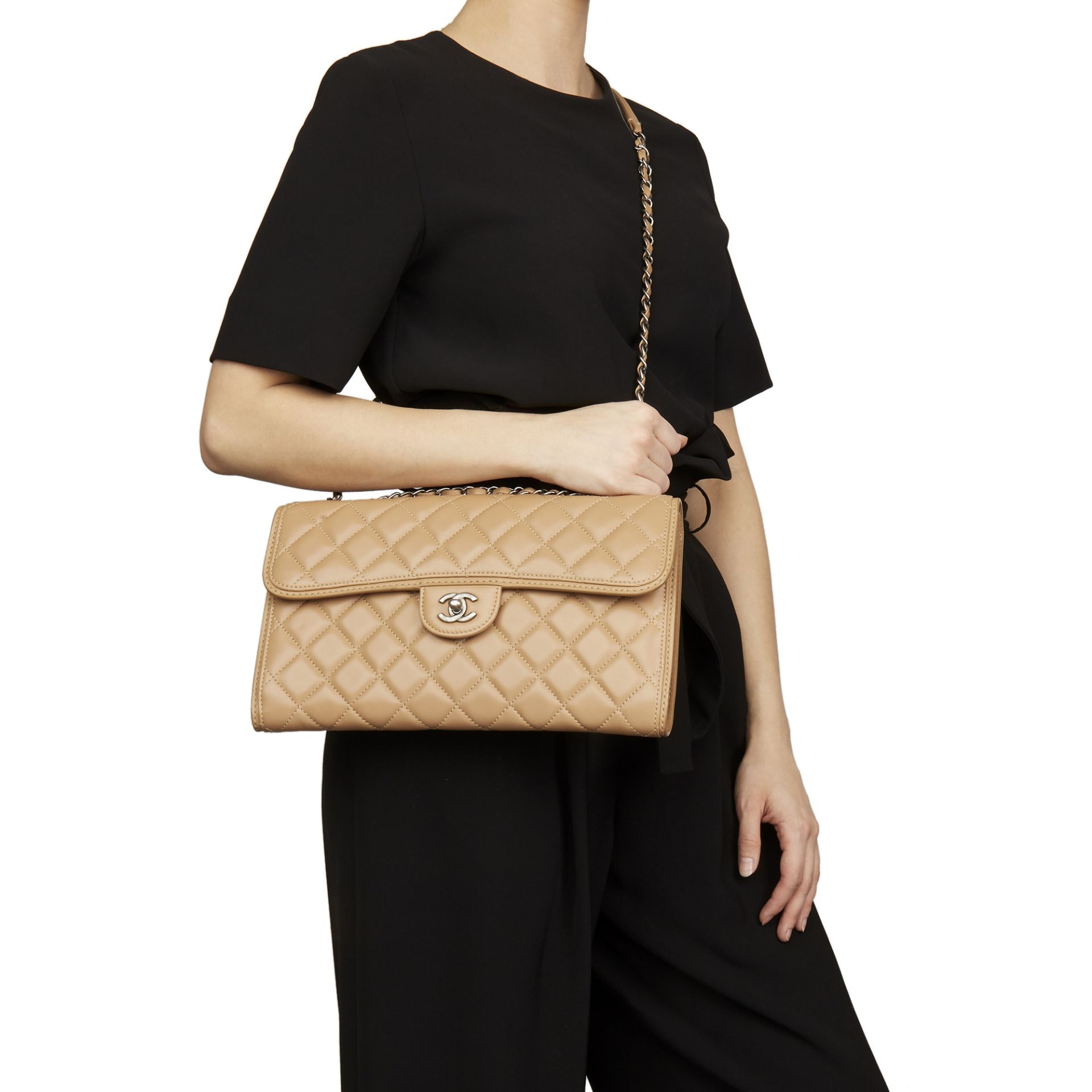 Chanel Mocha Quilted Lambskin Classic Single Flap Bag - Image 2 of 12