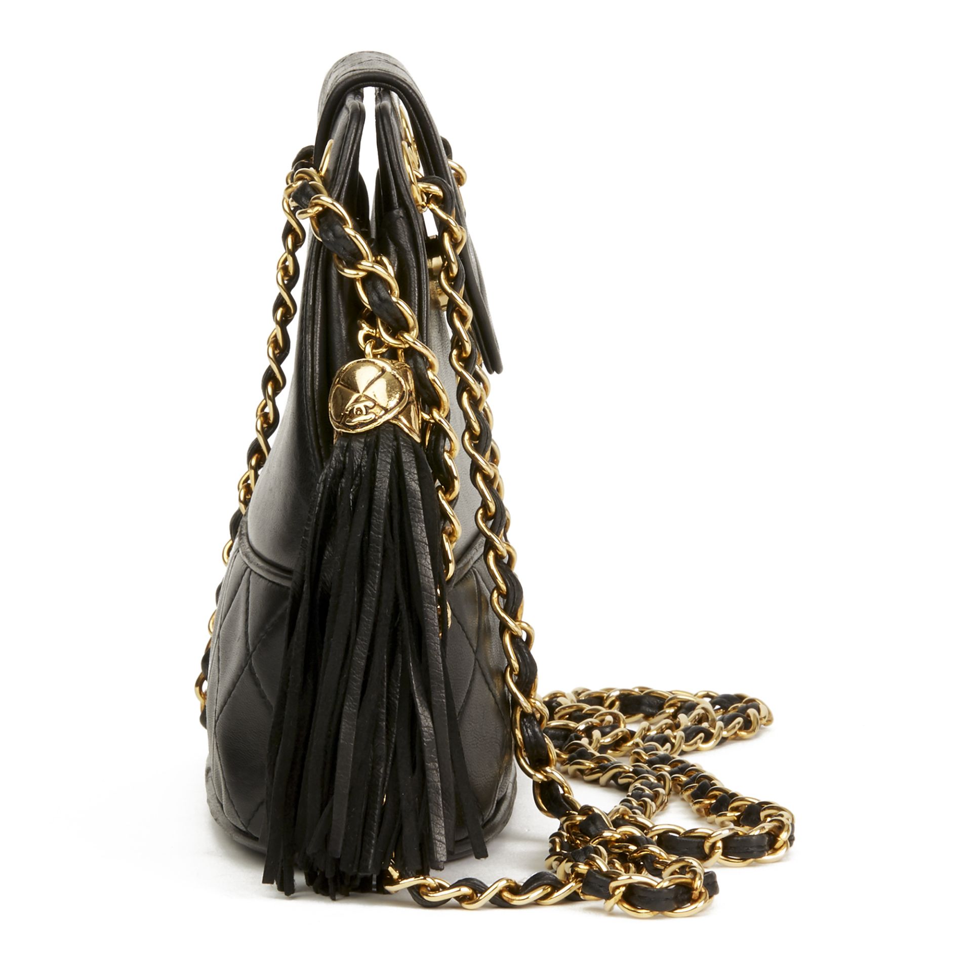 Chanel Black Quilted Lambskin Vintage Timeless Fringe Bucket Bag - Image 11 of 11