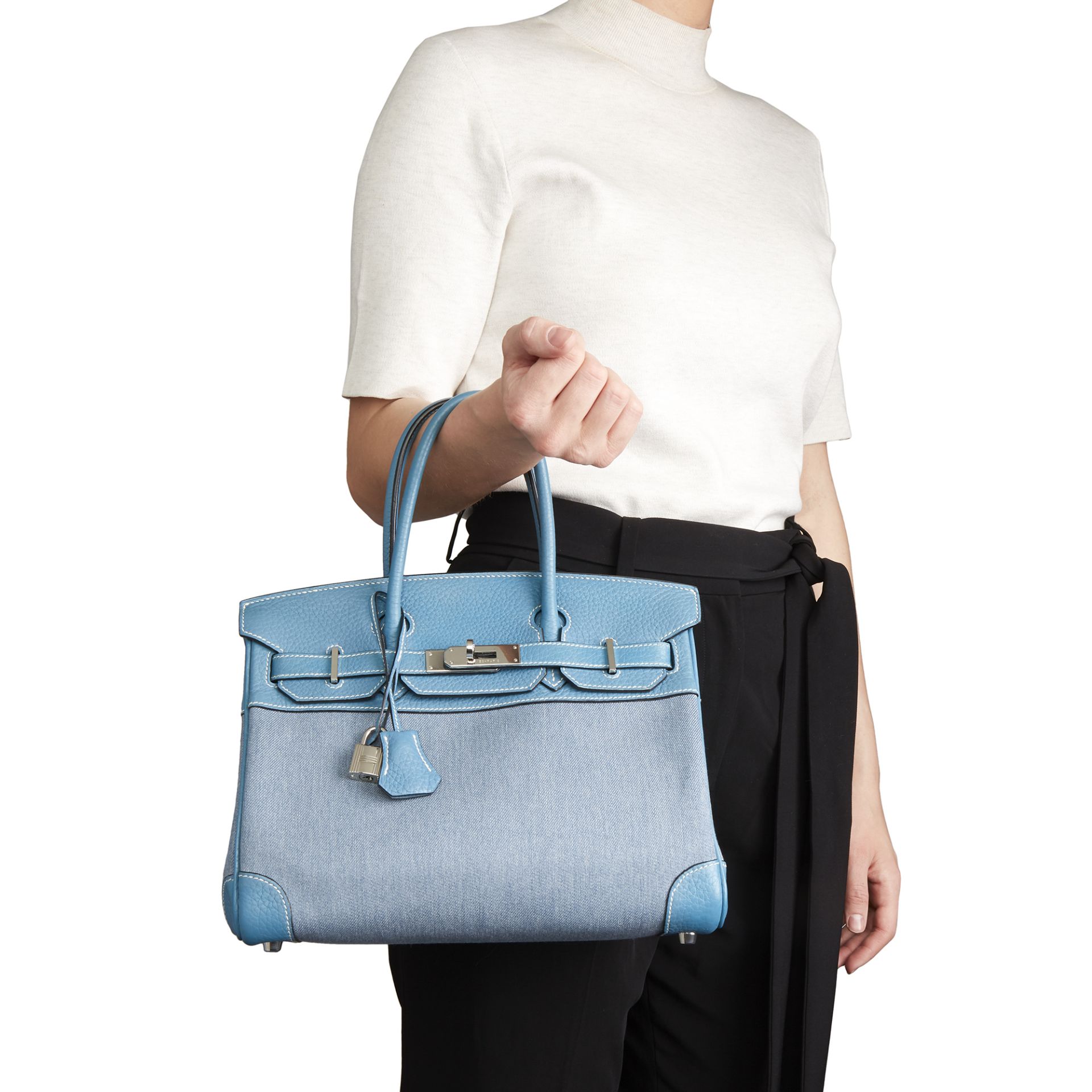 Hermès Blue Jean Clemence Leather & Denim Birkin 30Cm - Image 2 of 11