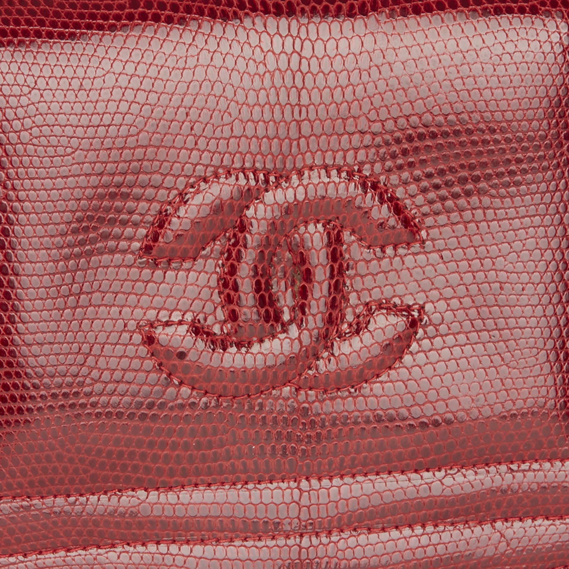 Chanel Red Lizard Leather Vintage Timeless Mini Flap Bag - Image 8 of 12