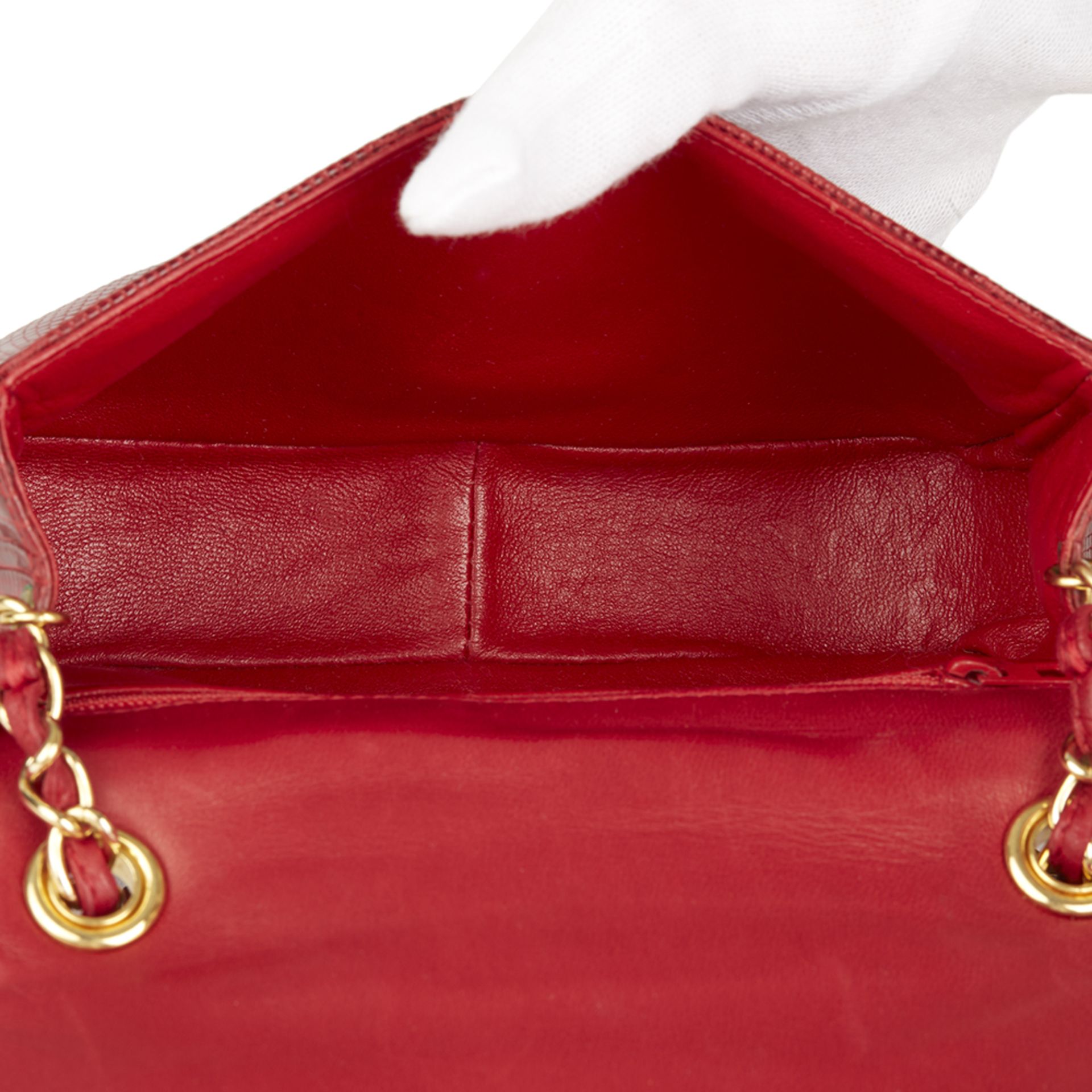 Chanel Red Lizard Leather Vintage Timeless Mini Flap Bag - Image 4 of 12