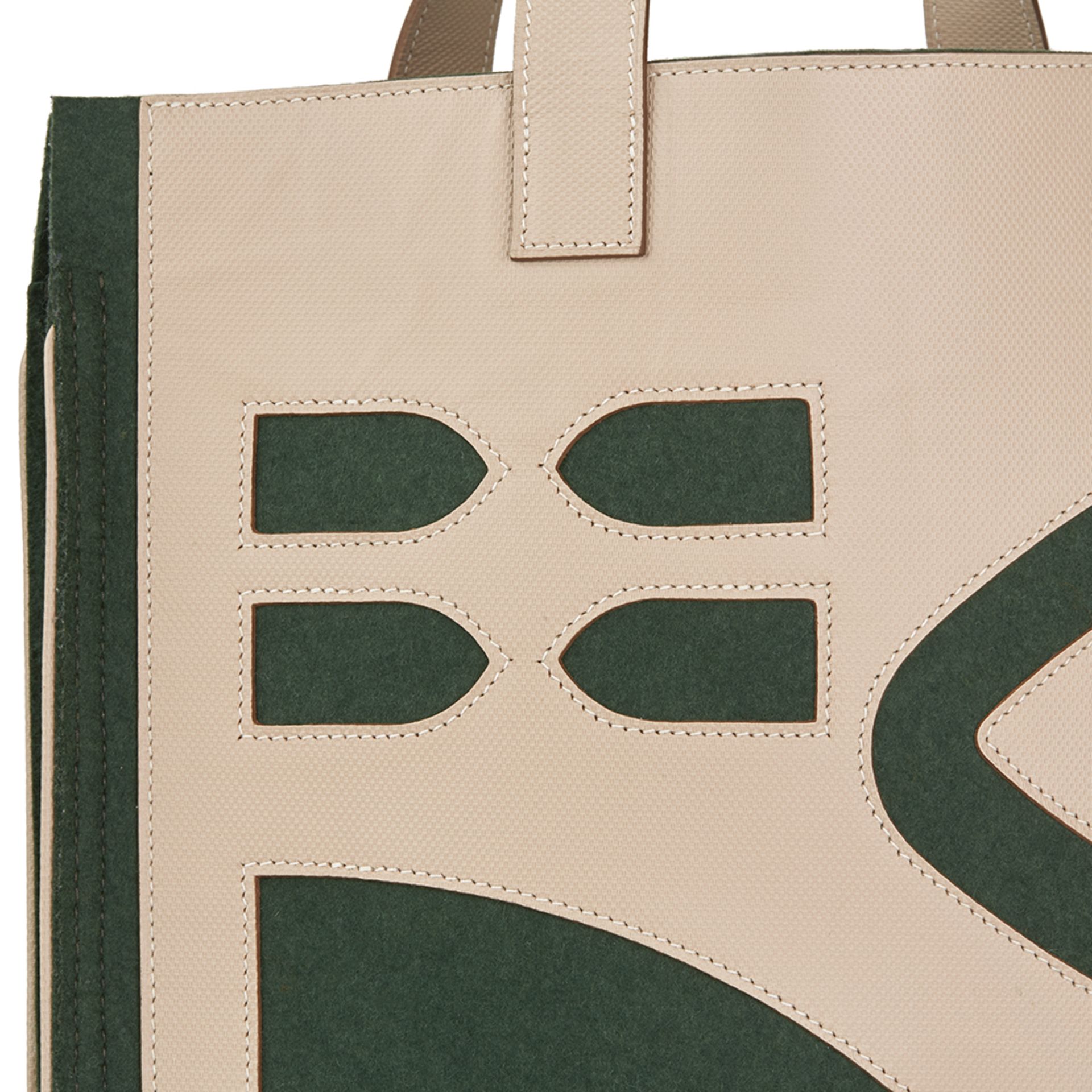 Hermès Etoupe Grain D'h Leather & Green Felt Petit H Vertical Skeleton Tote - Image 6 of 11