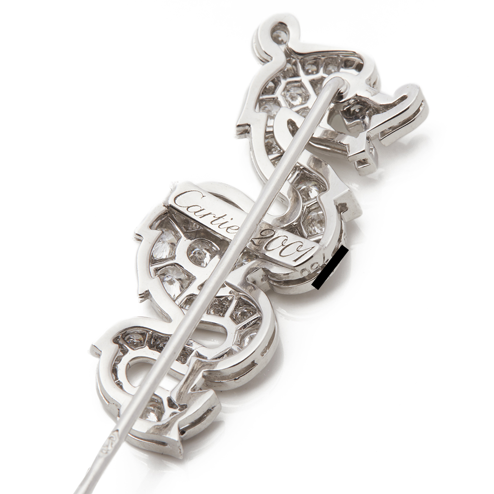 Cartier 18k White Gold Diamond & Coral Dragon Jabot Pin - Image 5 of 7