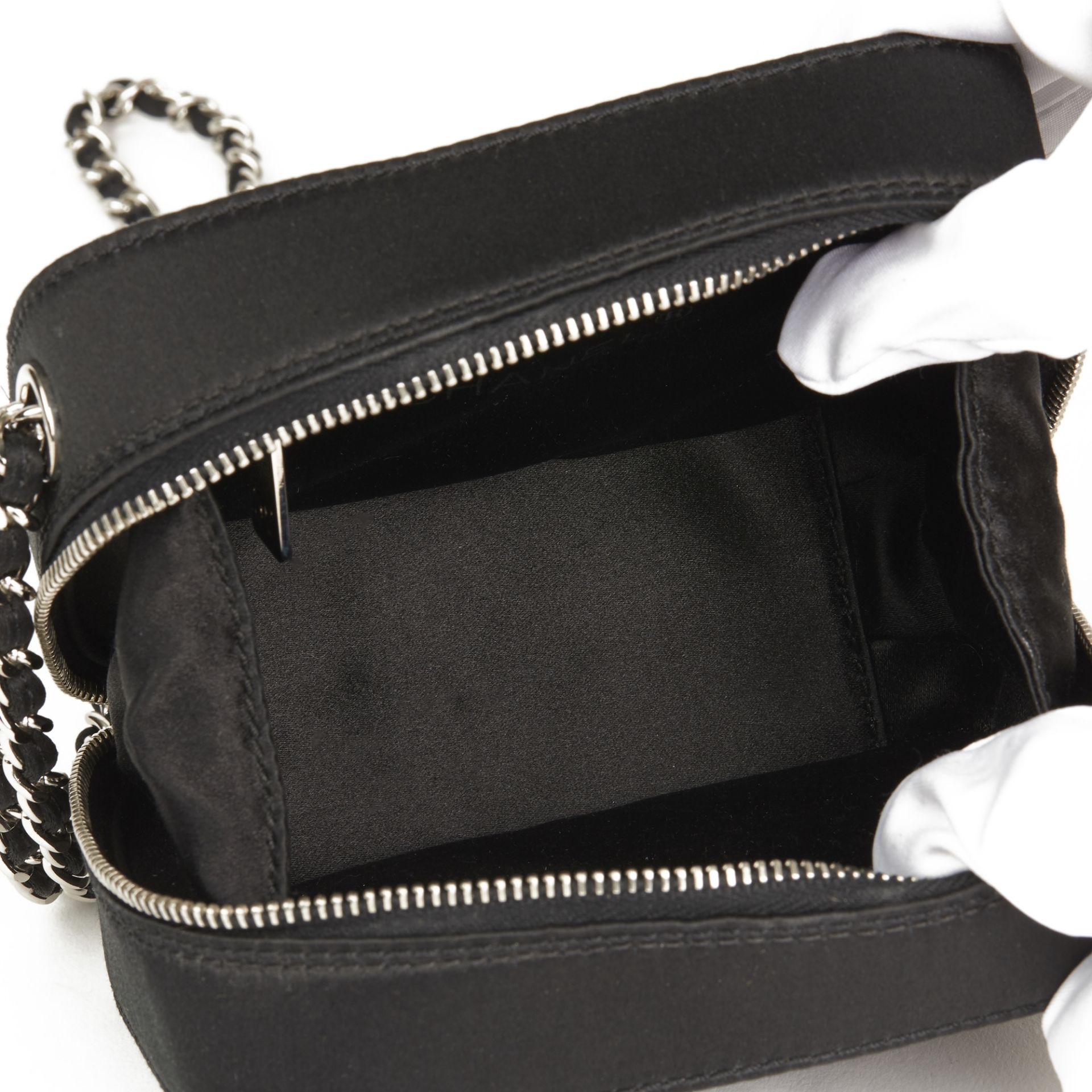 Chanel Black Quilted Satin Mini Timeless Wristlet - Image 3 of 9