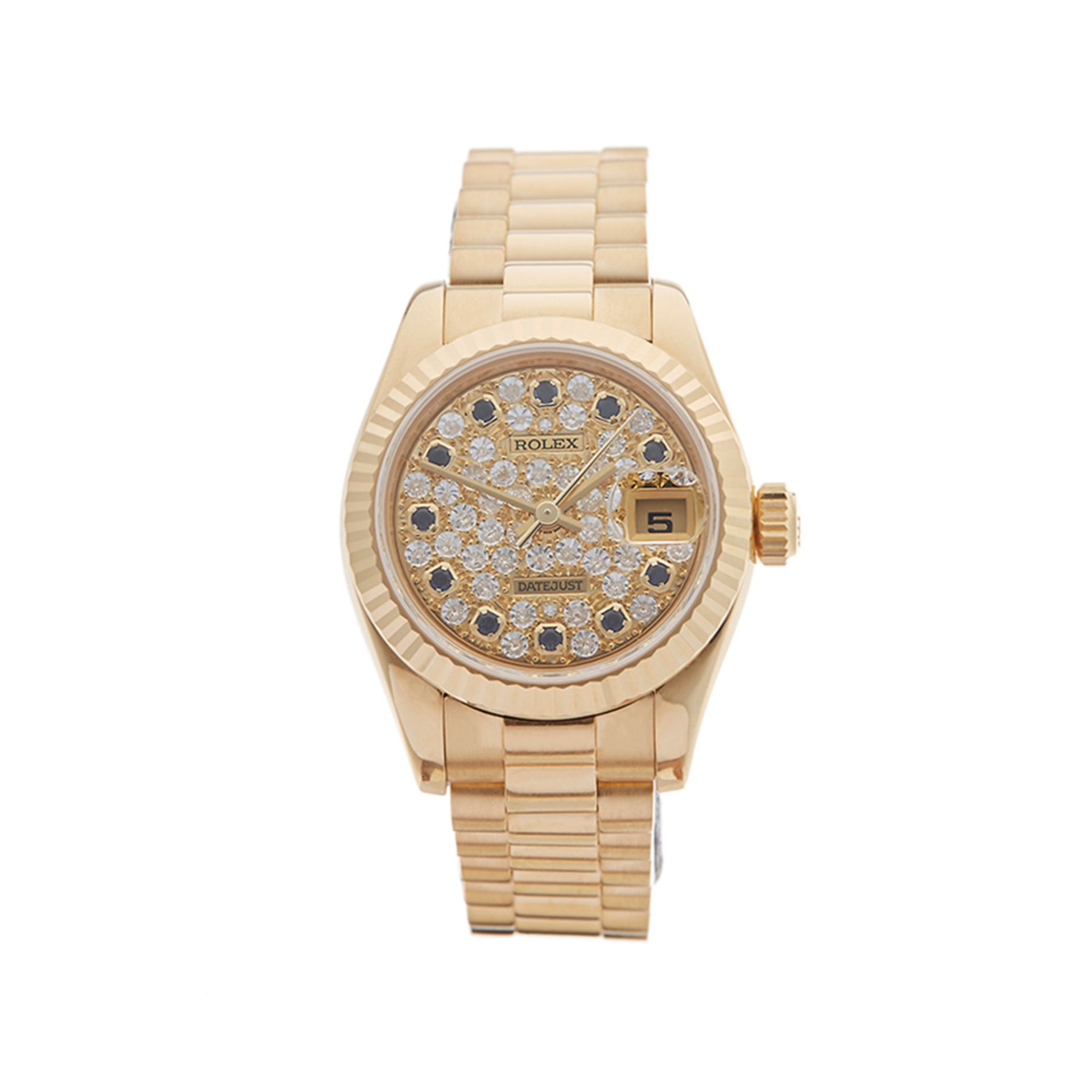 Rolex Datejust 26 179178 Ladies Yellow Gold Diamond & Sapphire Watch - Image 8 of 8