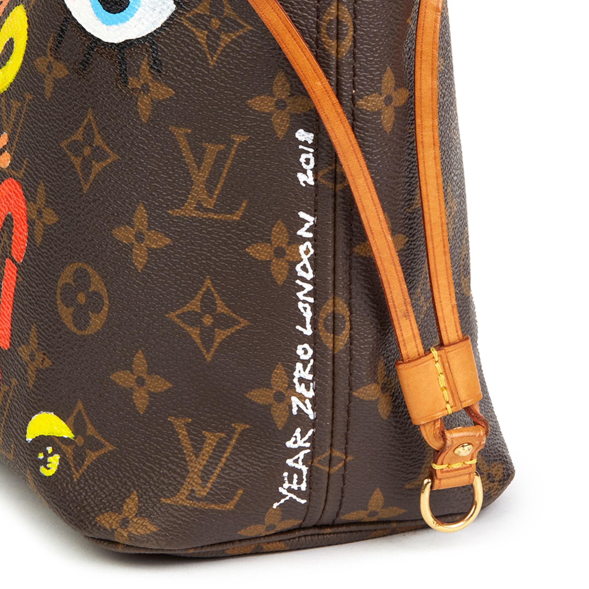Louis Vuitton X Year Zero London Hand-Painted  ‘Hey Good Lookin’ Brown Monogram Coated Canvas Never - Image 6 of 11