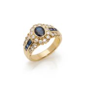 Cartier 18k Yellow Gold Sapphire & Diamond Vintage Cocktail Ring