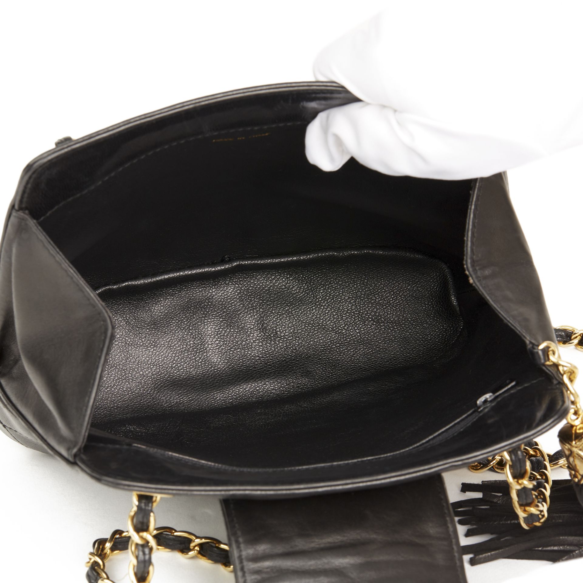 Chanel Black Quilted Lambskin Vintage Timeless Fringe Bucket Bag - Image 3 of 11