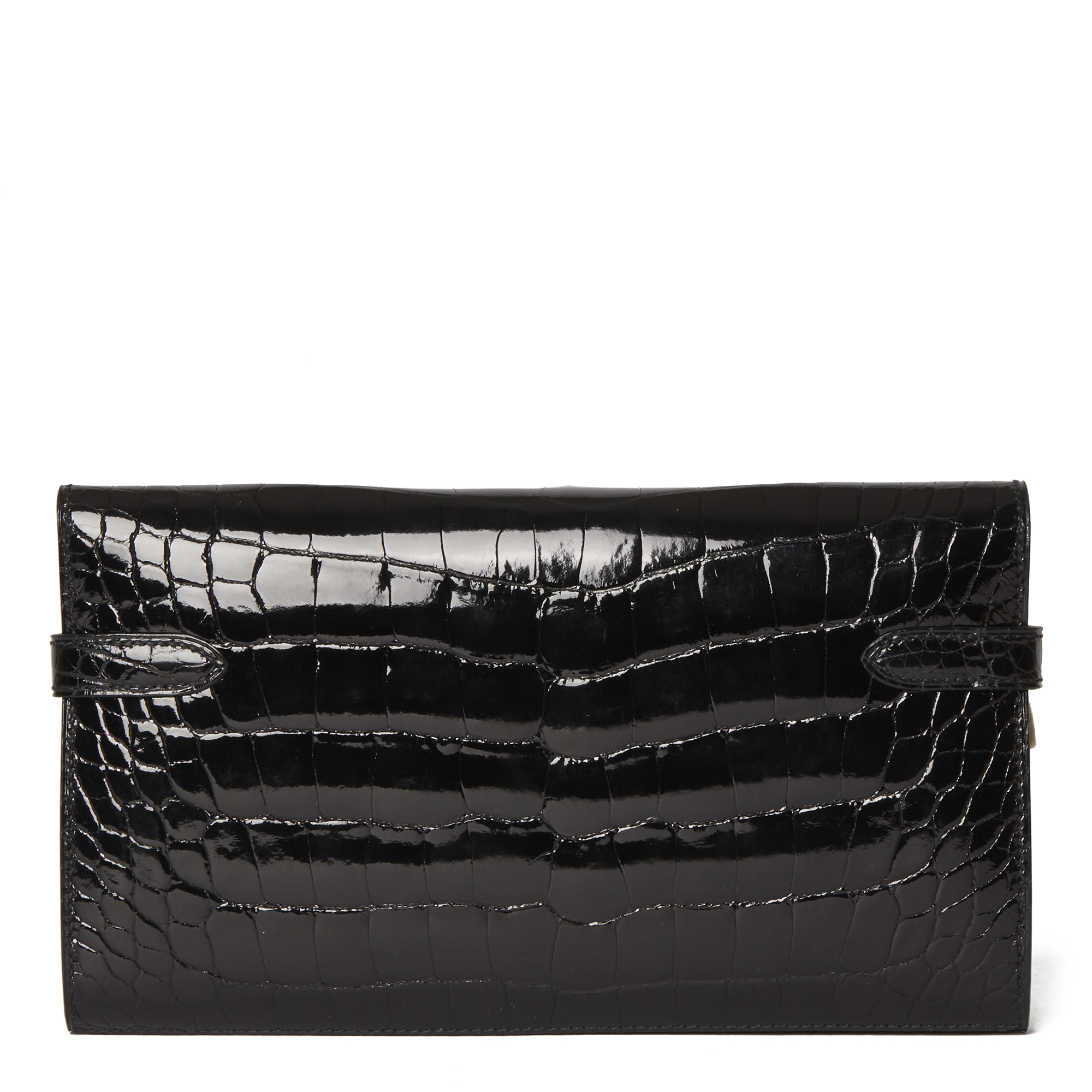 Hermès Black Shiny Mississippiensis Alligator Leather Kelly Long Wallet - Image 9 of 11