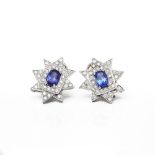 Unbranded 18k White Gold Tanzanite & Diamond Star Design Earrings