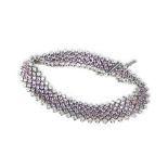 Asprey 18k White Gold Pink Sapphire & Diamond Bracelet