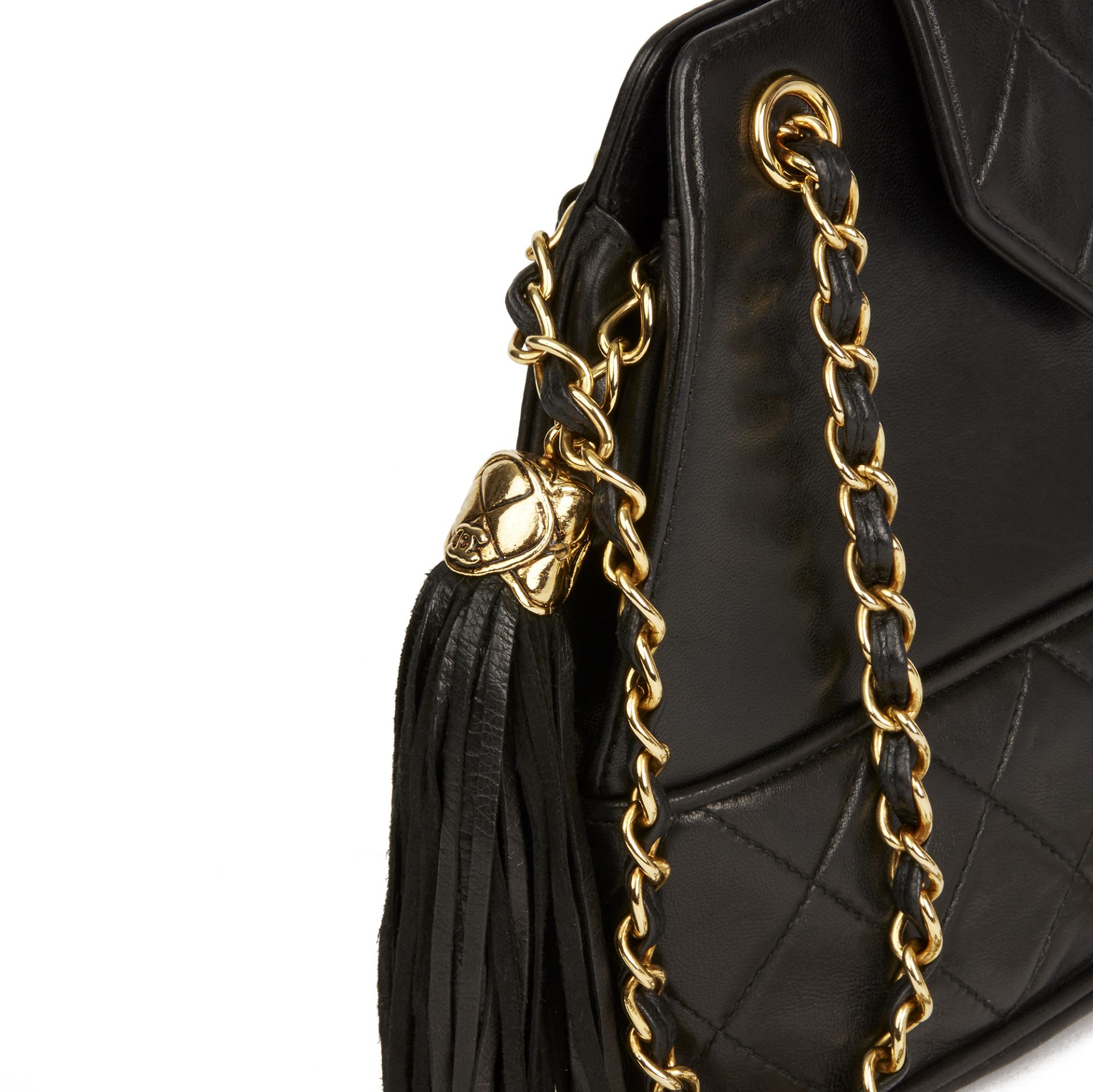 Chanel Black Quilted Lambskin Vintage Timeless Fringe Bucket Bag - Image 7 of 11