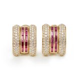 Chopard 18k Yellow Gold Ruby & Diamond La Strada Earrings