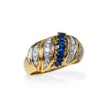 Tiffany & Co. 18k Yellow Gold Sapphire & Diamond Vintage Ring