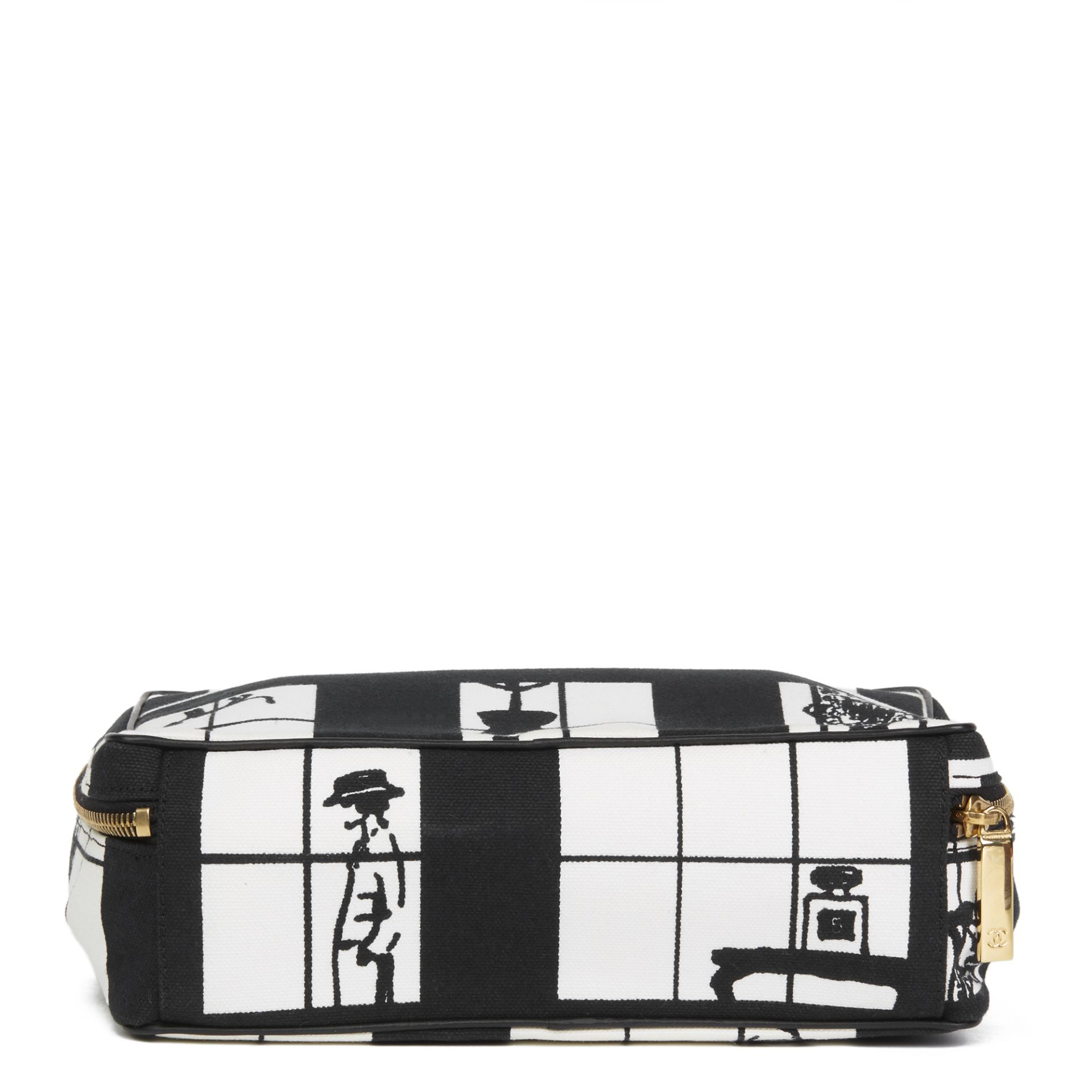 Chanel Black & White Canvas 'Window Line' Toiletry Pouch - Image 8 of 11
