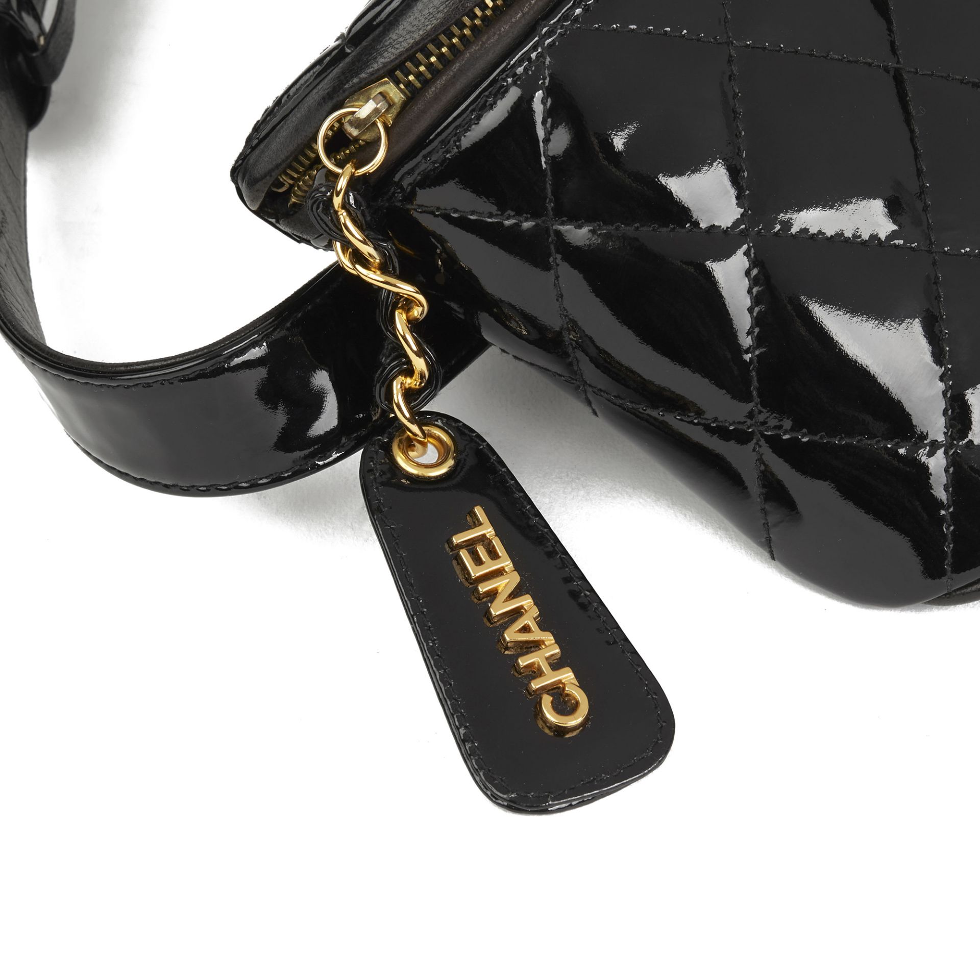 Chanel Black Quilted Patent Leather Vintage Timeless Belt Bag - Image 7 of 12