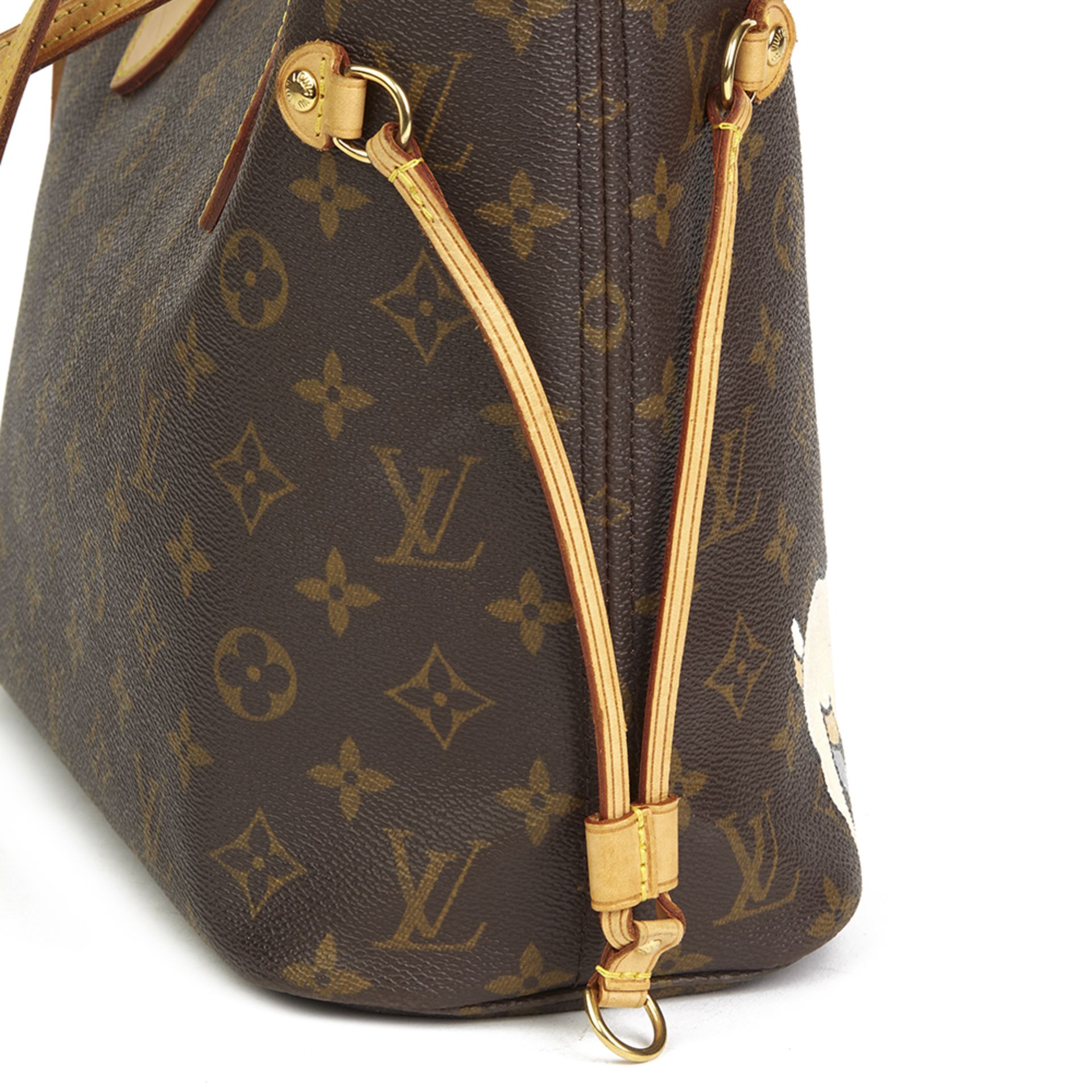 Louis Vuitton X Year Zero London Hand-Painted  ‘Satan Loves Me’ Brown Monogram Coated Canvas Neverfu - Image 6 of 11