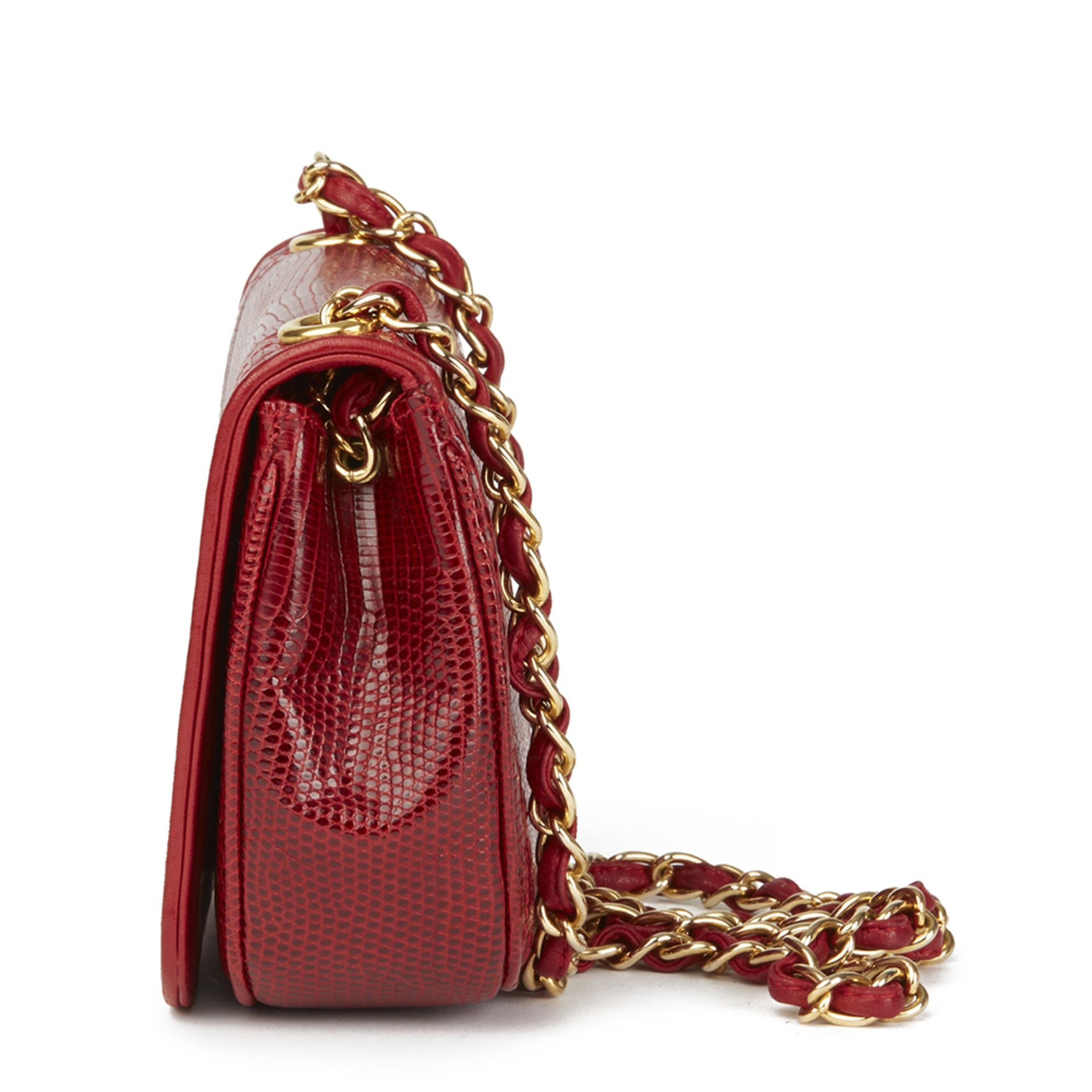 Chanel Red Lizard Leather Vintage Timeless Mini Flap Bag - Image 12 of 12