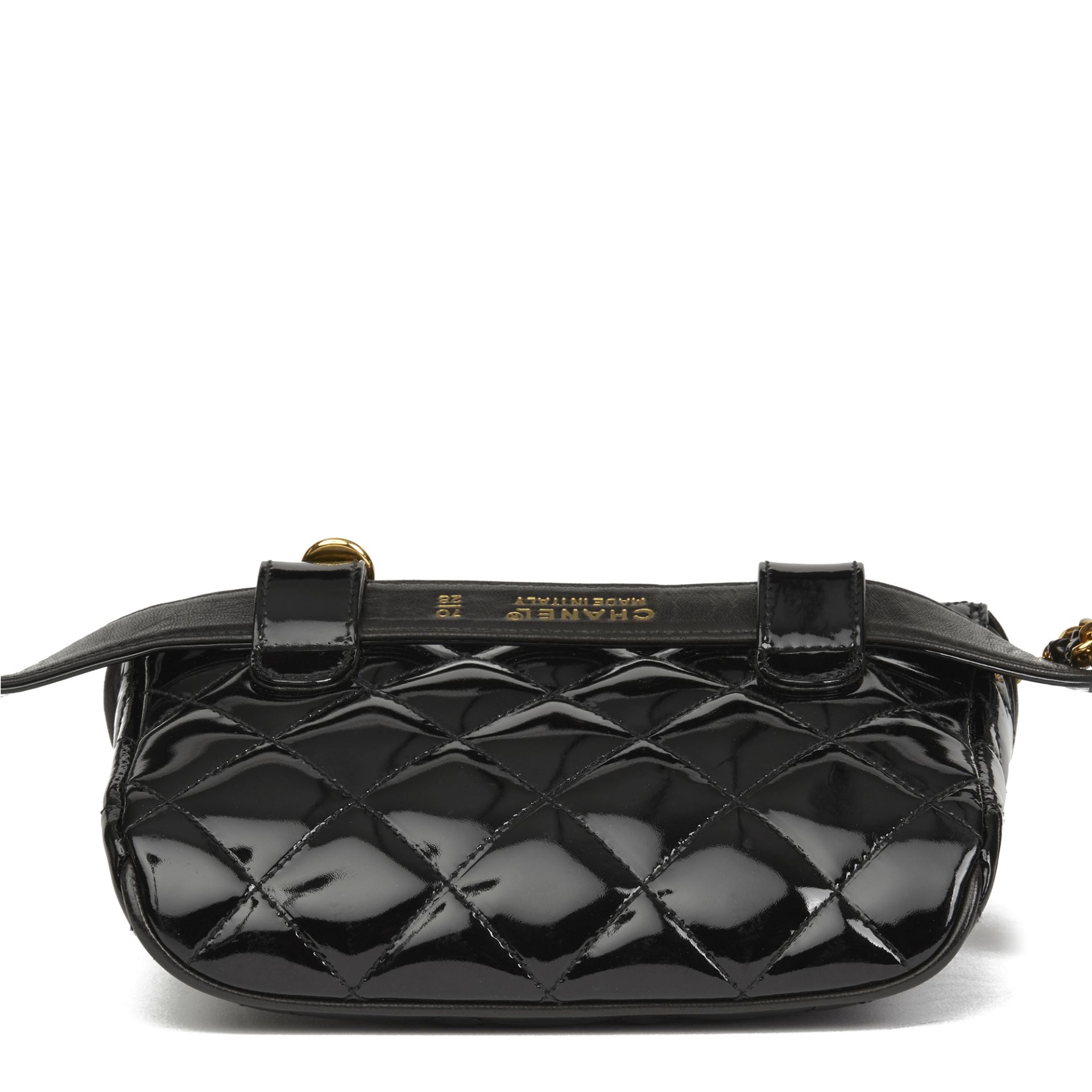 Chanel Black Quilted Patent Leather Vintage Timeless Belt Bag - Image 9 of 12