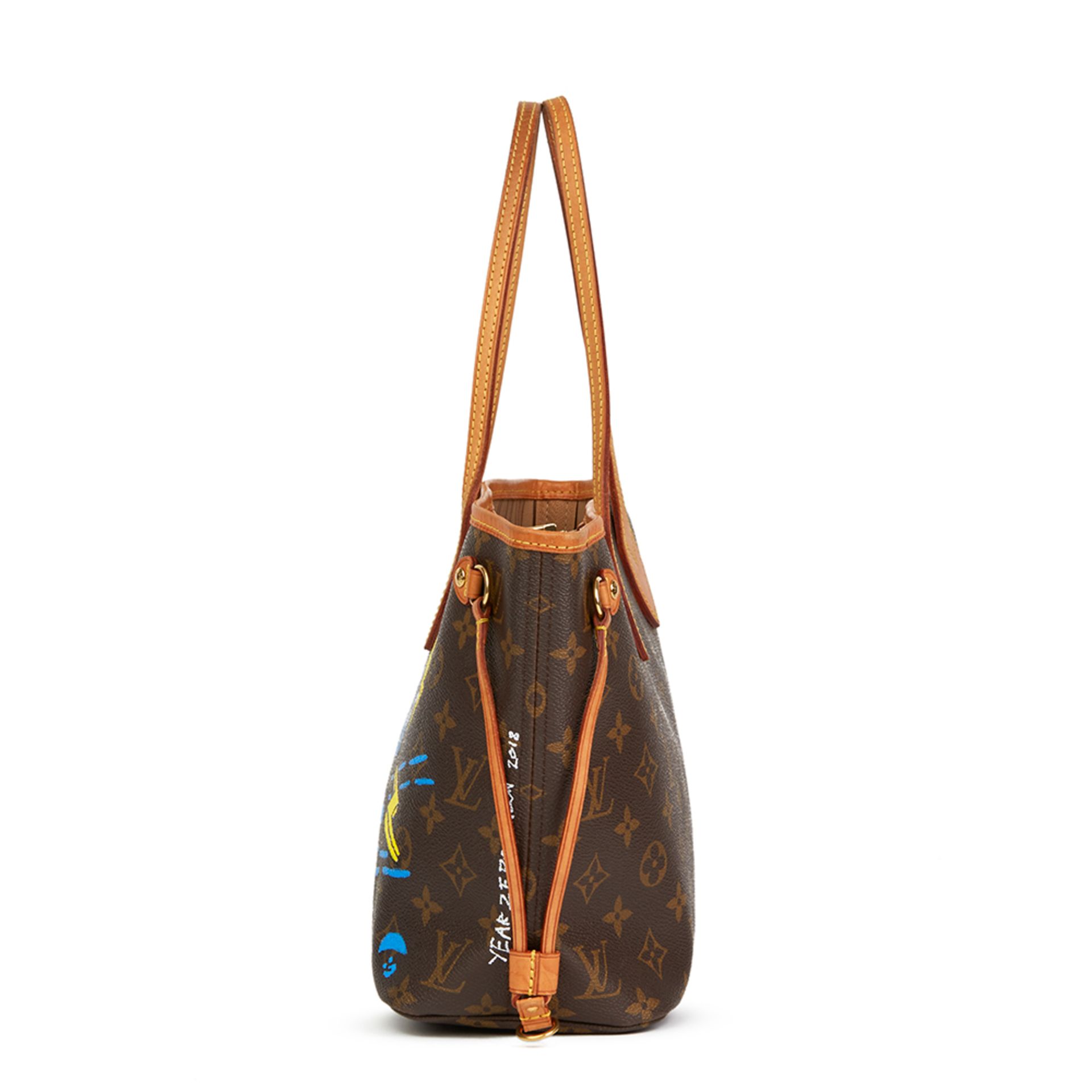 Louis Vuitton X Year Zero London Hand-Painted ‘Zap Them With Super Love’  Brown Monogram Coated Canv - Image 10 of 11