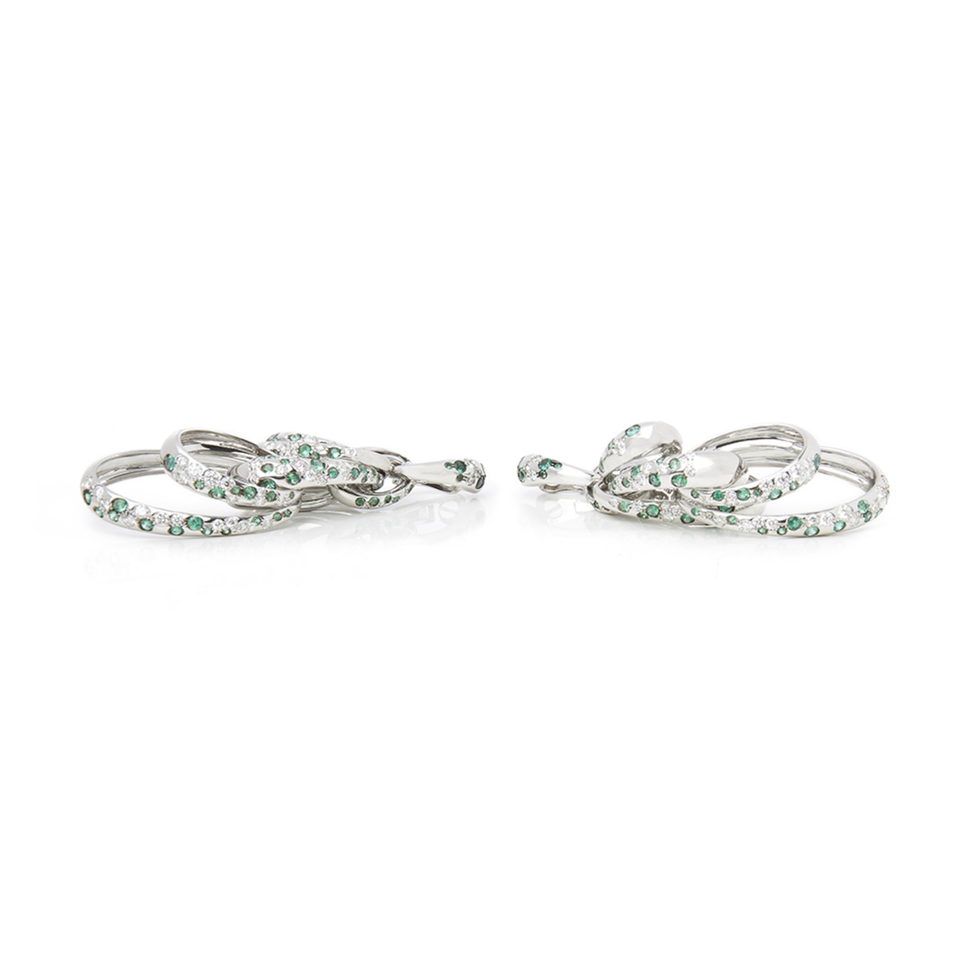 De Grisogono 18k White Gold Diamond & Emerald Drop Catene Earrings - Image 9 of 9