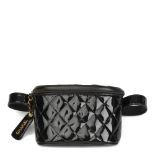 Chanel Black Quilted Patent Leather Vintage Timeless Belt Bag