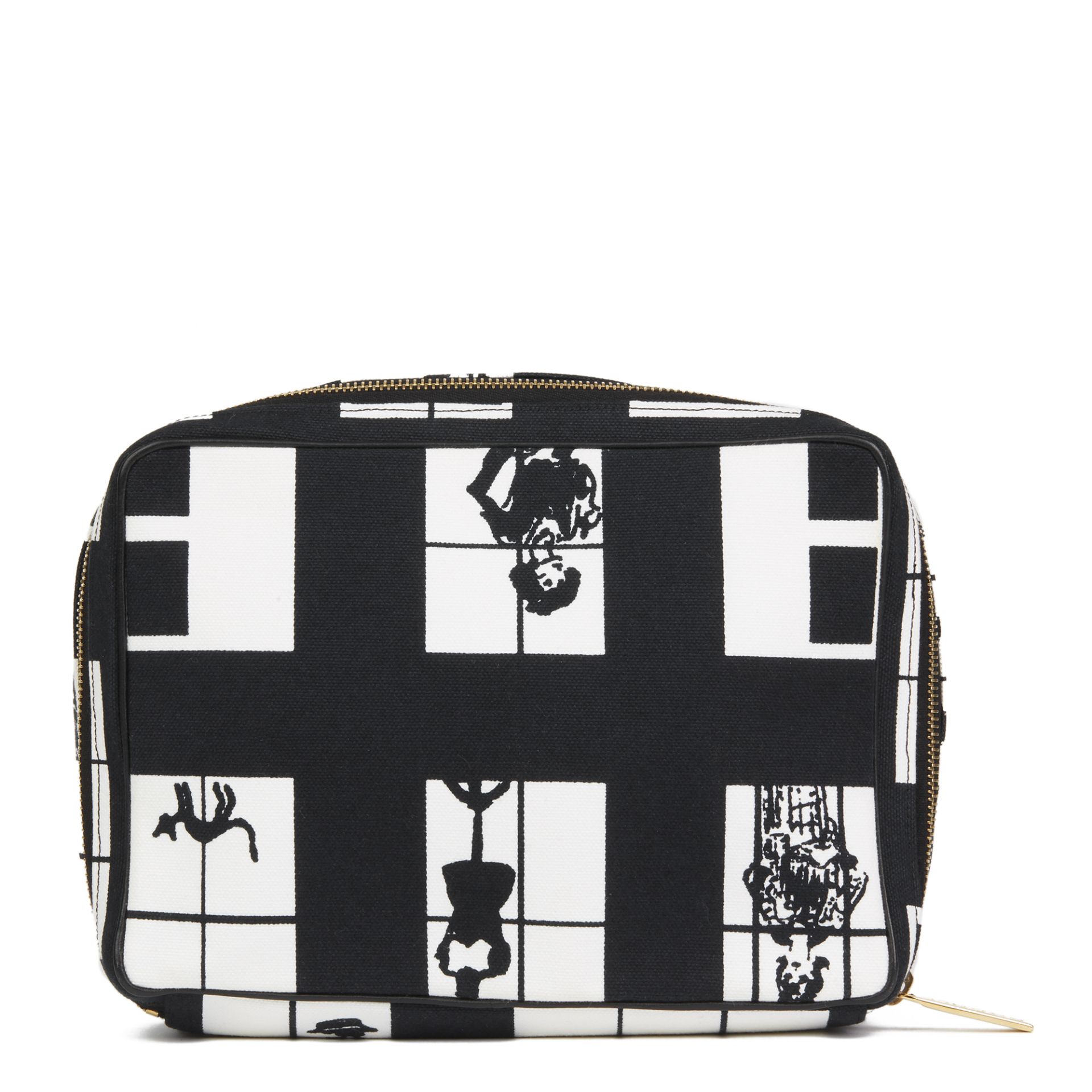 Chanel Black & White Canvas 'Window Line' Toiletry Pouch