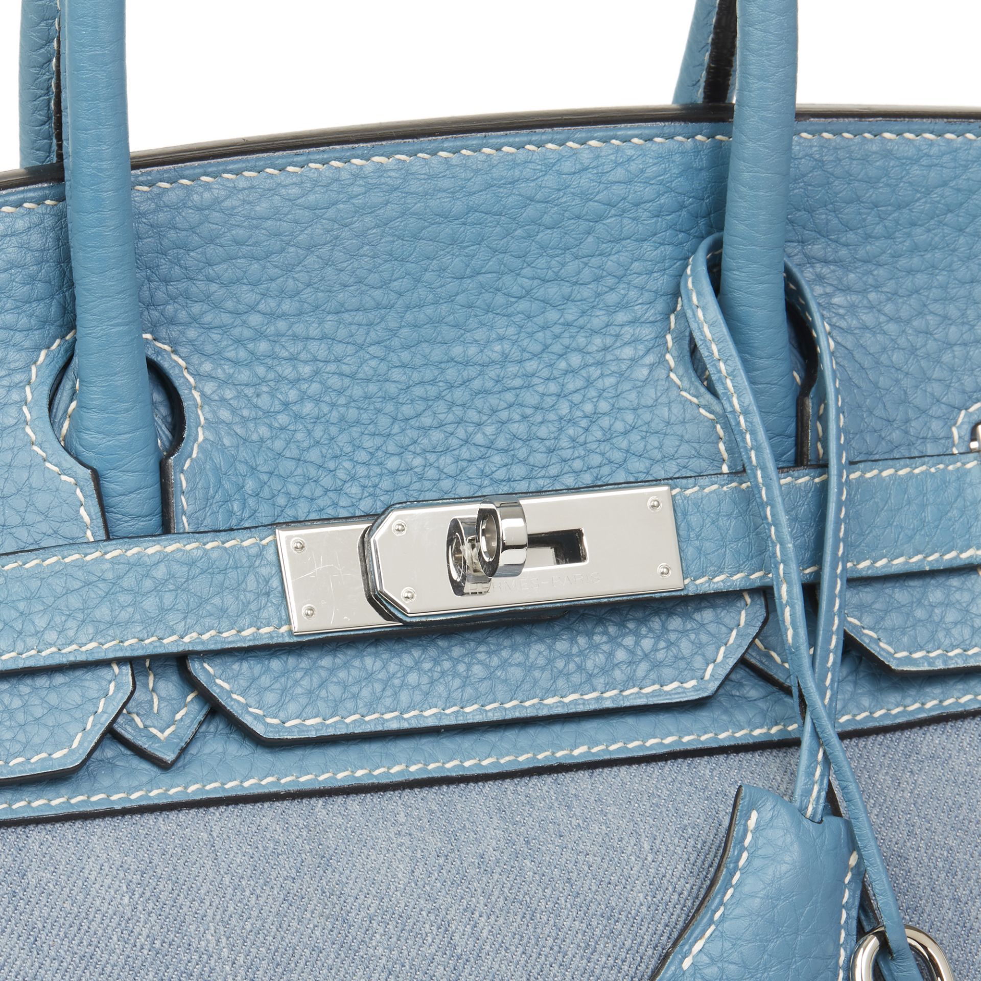 Hermès Blue Jean Clemence Leather & Denim Birkin 30Cm - Image 7 of 11