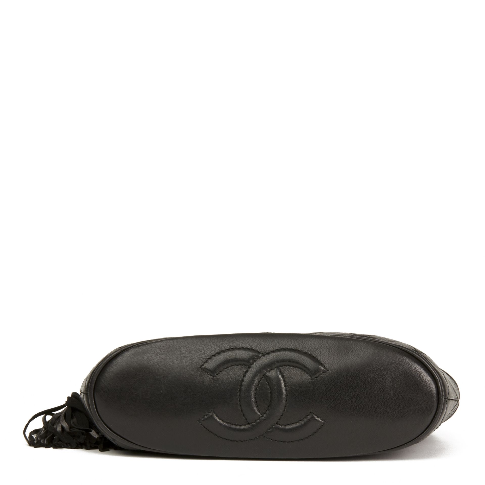 Chanel Black Quilted Lambskin Vintage Timeless Fringe Bucket Bag - Image 8 of 11
