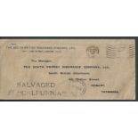 Australia 1938 Cover from London to Tasmania, the stamp washed off, recorded from the flying boat "C