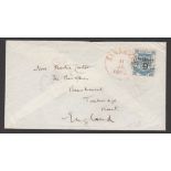 North Borneo 1892 Cover to Kent franked by 1891-92 6 cents on 10c blue (S.G.56)