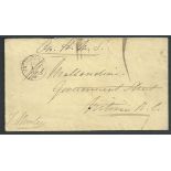 British Columbia 1868 Stampless envelope signed J. Morley and headed "On H.M.S."