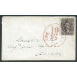 United States 1861 Neat Cover to England with 1860 perf 15 24c grey-lilac