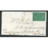 Victoria 1855 Entire (repaired tear, file fold) addressed to "Mr W. B. Nicholson"