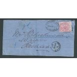 G.B. - Registered / Scotland 1882 Cover franked 3d cancelled by washed oval "REGISTERED / GLASGOW" d