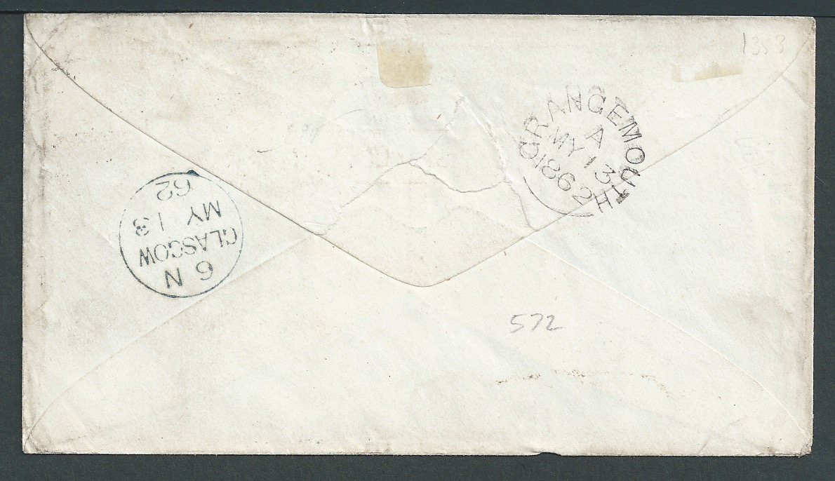 G.B. - Ship Letters - Grangemouth 1862 Cover to Glasgow, probably from Scandinavia, landed as a ship - Image 2 of 2