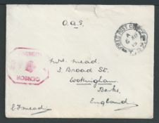 Russia - Georgia 1919 (April 6) Stampless O.A.S. cover with R.A.F. wings on the flap, singed by Lt L