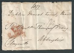 G.B. - Ireland 1827 Free front (folds) from Dublin to Abbeyfeix signed "Clements", handstamped with