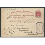 Boer War 1900 (May 3) Transvaal 1d reply card (with reply half still attached) to New South Wales