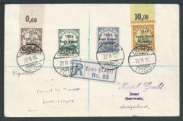 Togo 1915 Registered censor cover to Switzerland with Anglo French Occupation 3mm apart