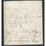 G.B. - Sussex 1708 (Jan 24) Entire letter from London addressed "To The Lady Harcourt att Wigsell